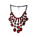 Ruby Red Gemstone Cascade Bib Necklace